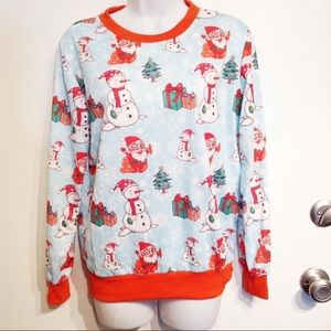 Holiday Christmas Winter Snowman Pullover Top